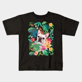 Tropical Cream White Frenchie French Bulldog 1 Kids T-Shirt